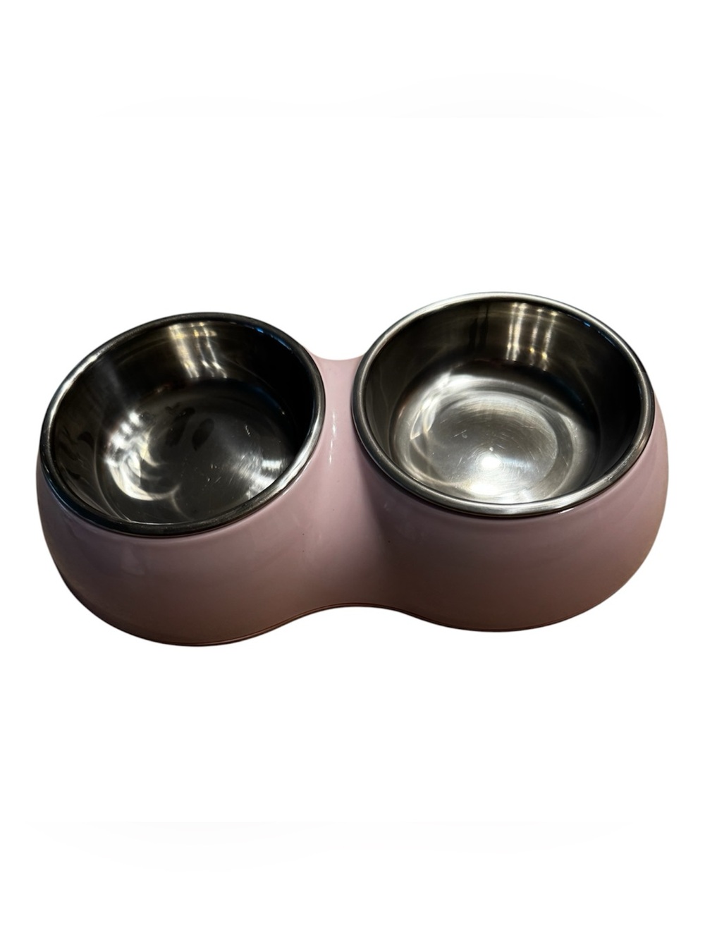 Martha Stewart Double Stainless Steel Pet Bowl Set in Light Pink